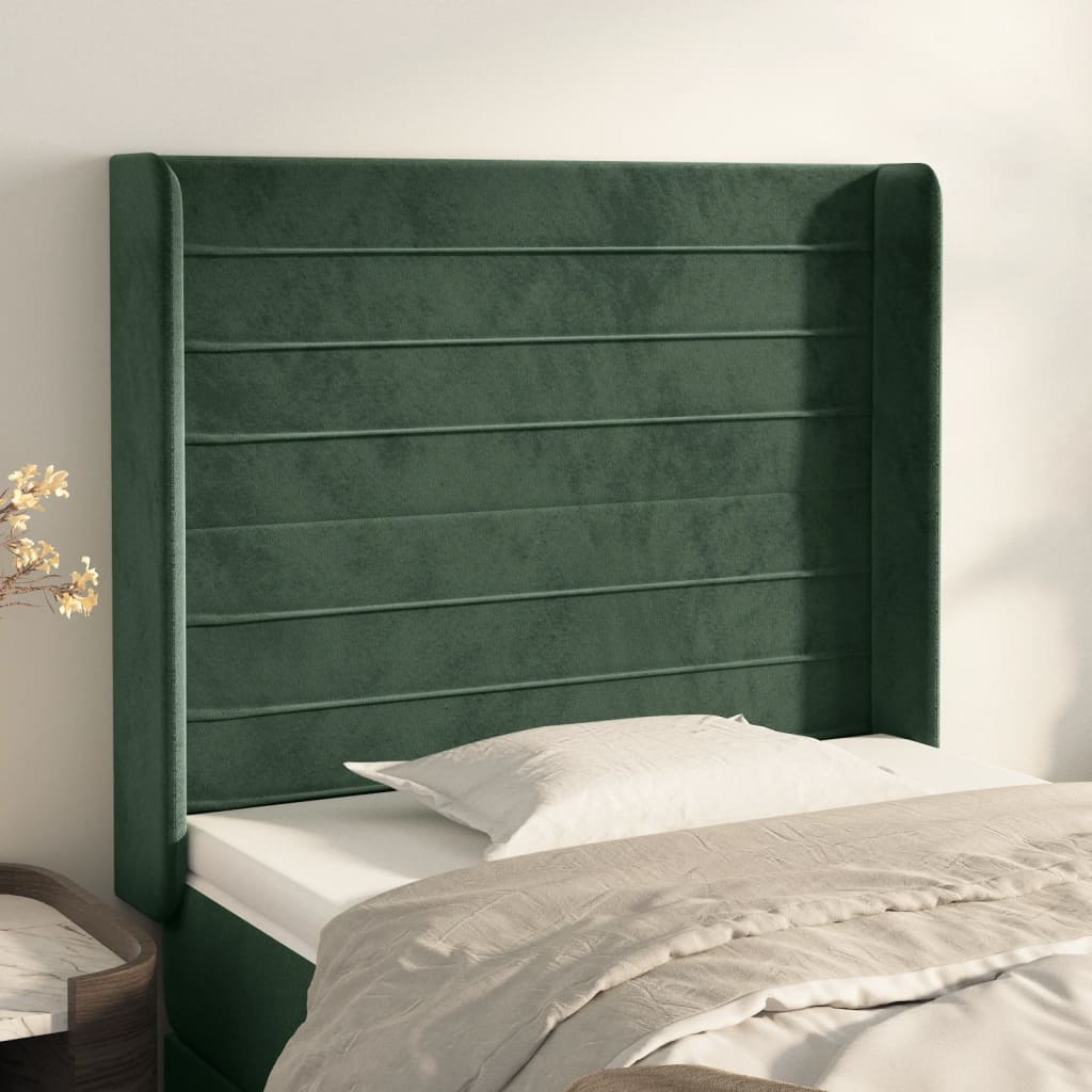 Tête de lit avec oreilles Vert foncé 83x16x118/128 cm Velours - XIOS