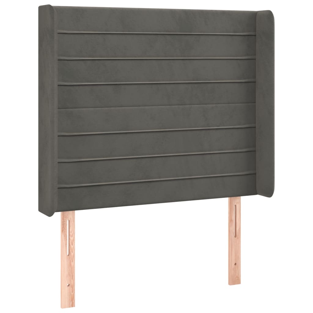 Tête de lit avec oreilles Gris foncé 93x16x118/128 cm Velours - XIOS