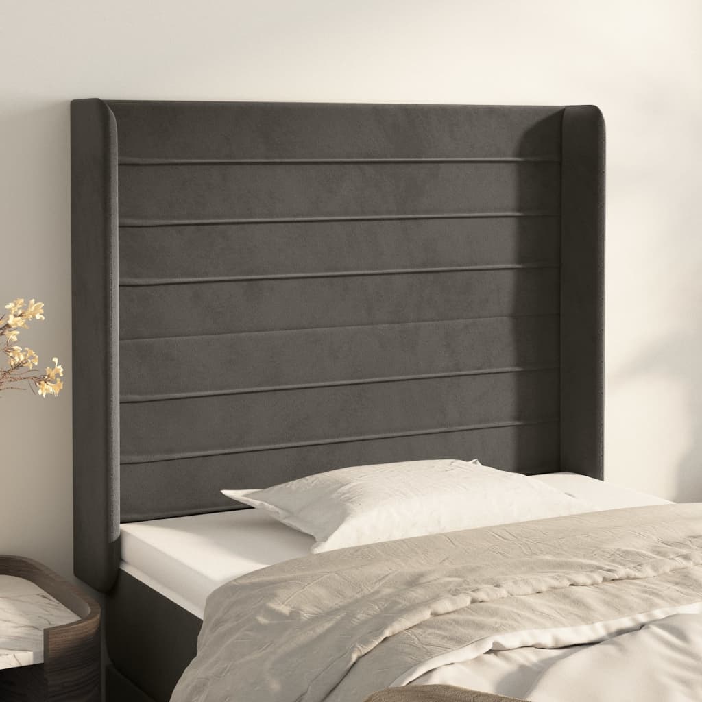 Tête de lit avec oreilles Gris foncé 93x16x118/128 cm Velours - XIOS
