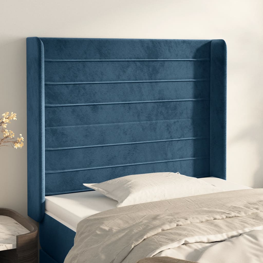 Tête de lit avec oreilles Bleu foncé 93x16x118/128 cm Velours - XIOS
