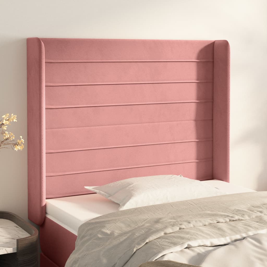 Tête de lit avec oreilles Rose 93x16x118/128 cm Velours - XIOS