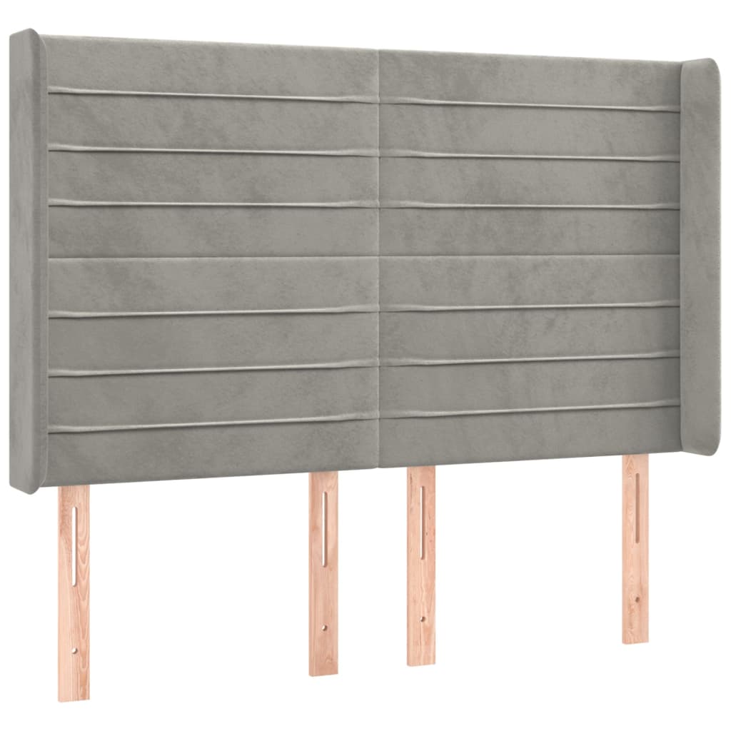 Tête de lit avec oreilles Gris clair 147x16x118/128 cm Velours - XIOS