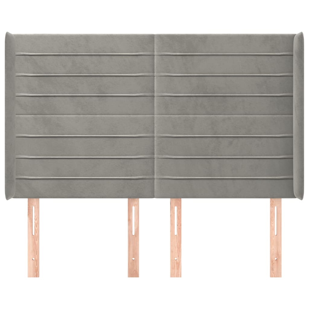 Tête de lit avec oreilles Gris clair 147x16x118/128 cm Velours - XIOS