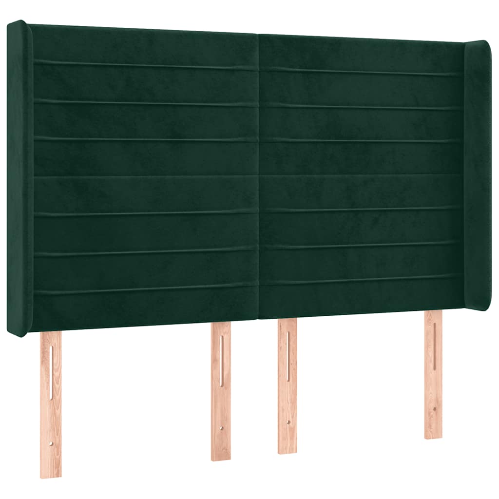 Tête de lit avec oreilles Vert foncé 147x16x118/128 cm Velours - XIOS