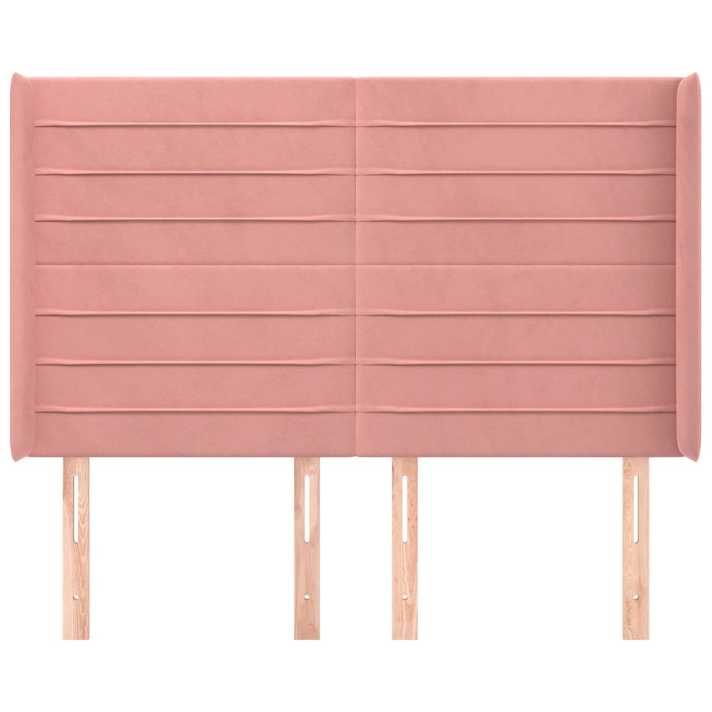 Tête de lit avec oreilles Rose 147x16x118/128 cm Velours - XIOS