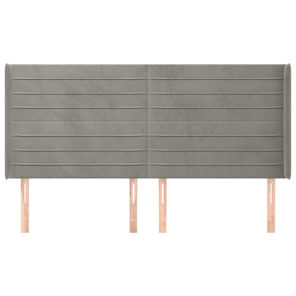Tête de lit avec oreilles Gris clair 163x16x118/128 cm Velours - XIOS