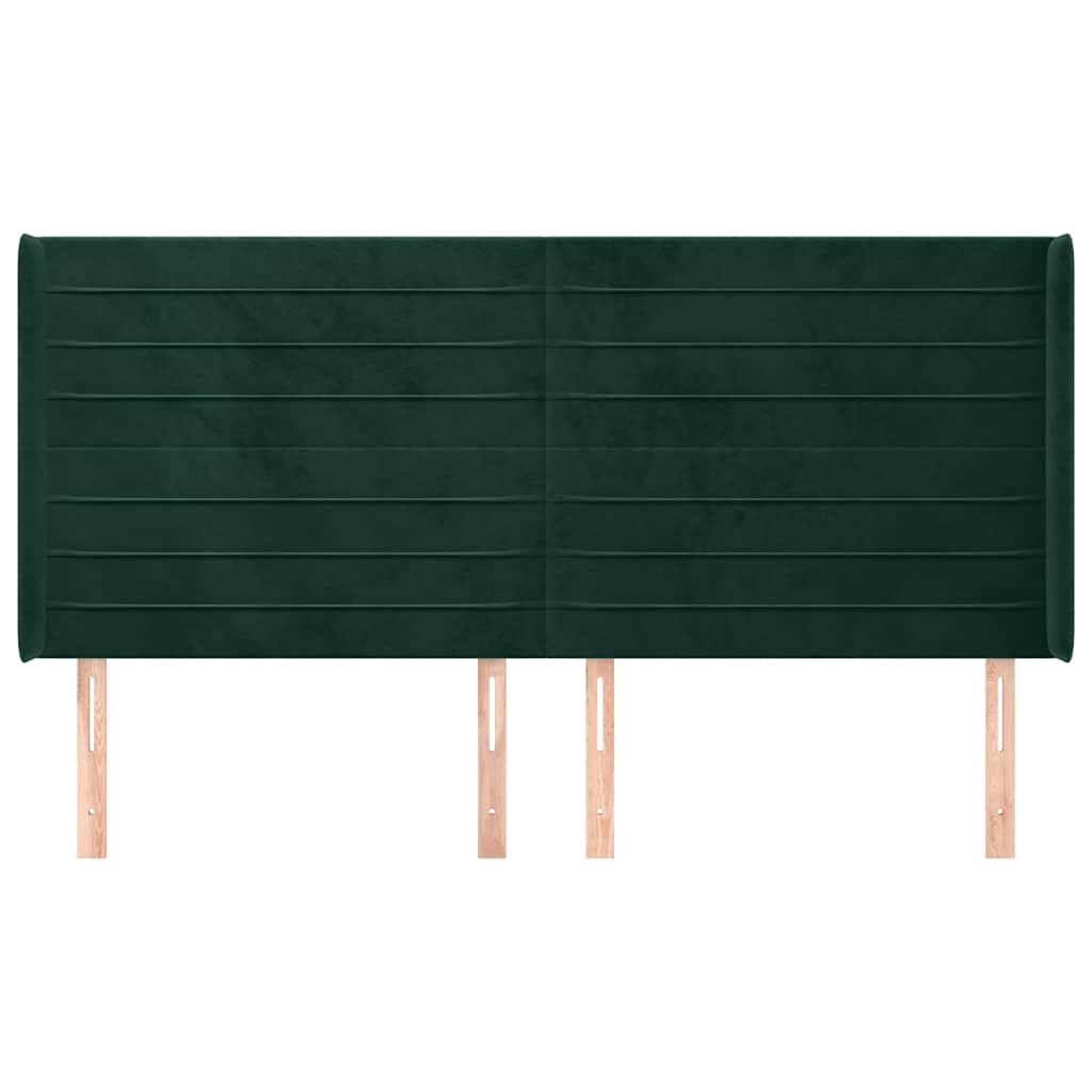 Tête de lit avec oreilles Vert foncé 163x16x118/128 cm Velours - XIOS