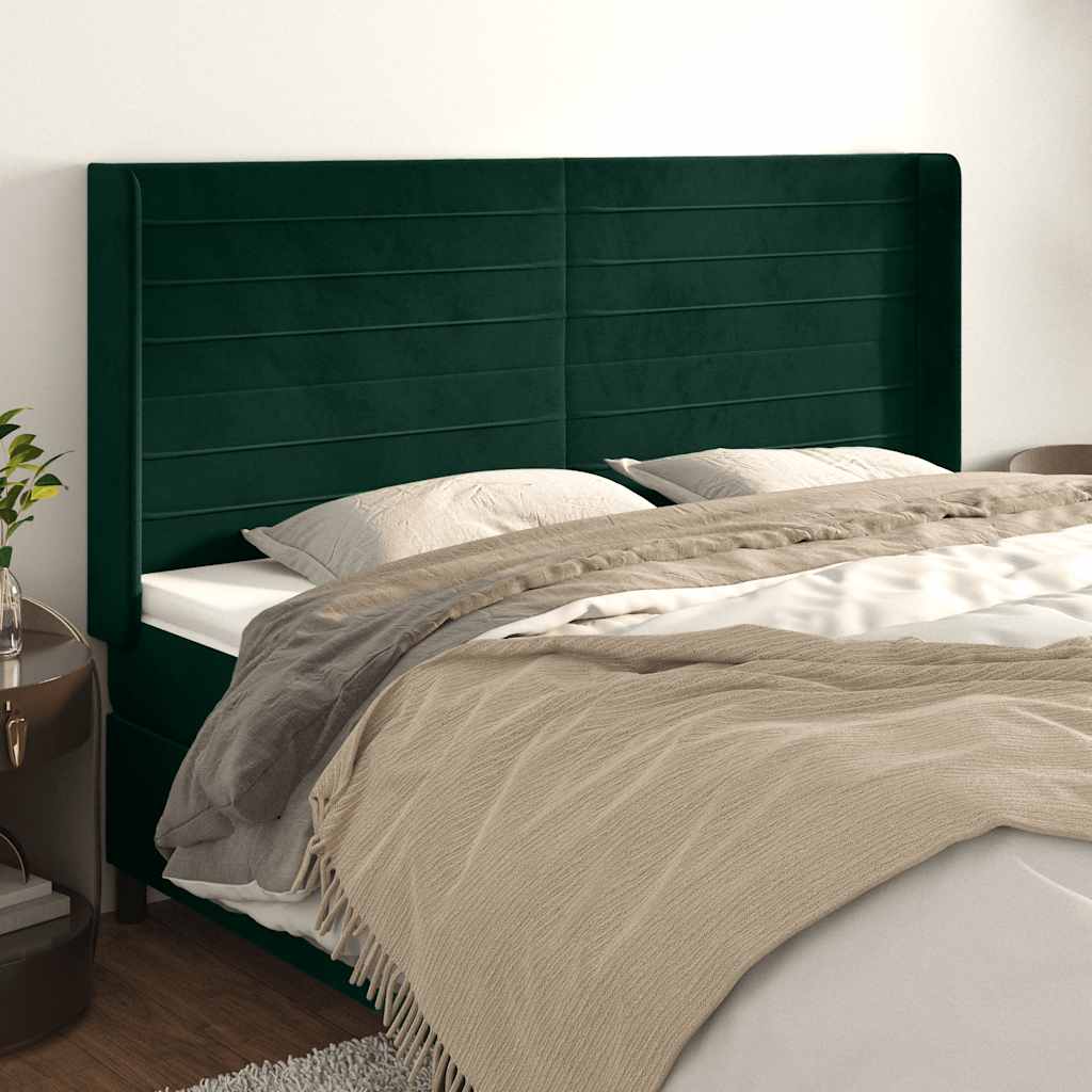 Tête de lit avec oreilles Vert foncé 163x16x118/128 cm Velours - XIOS