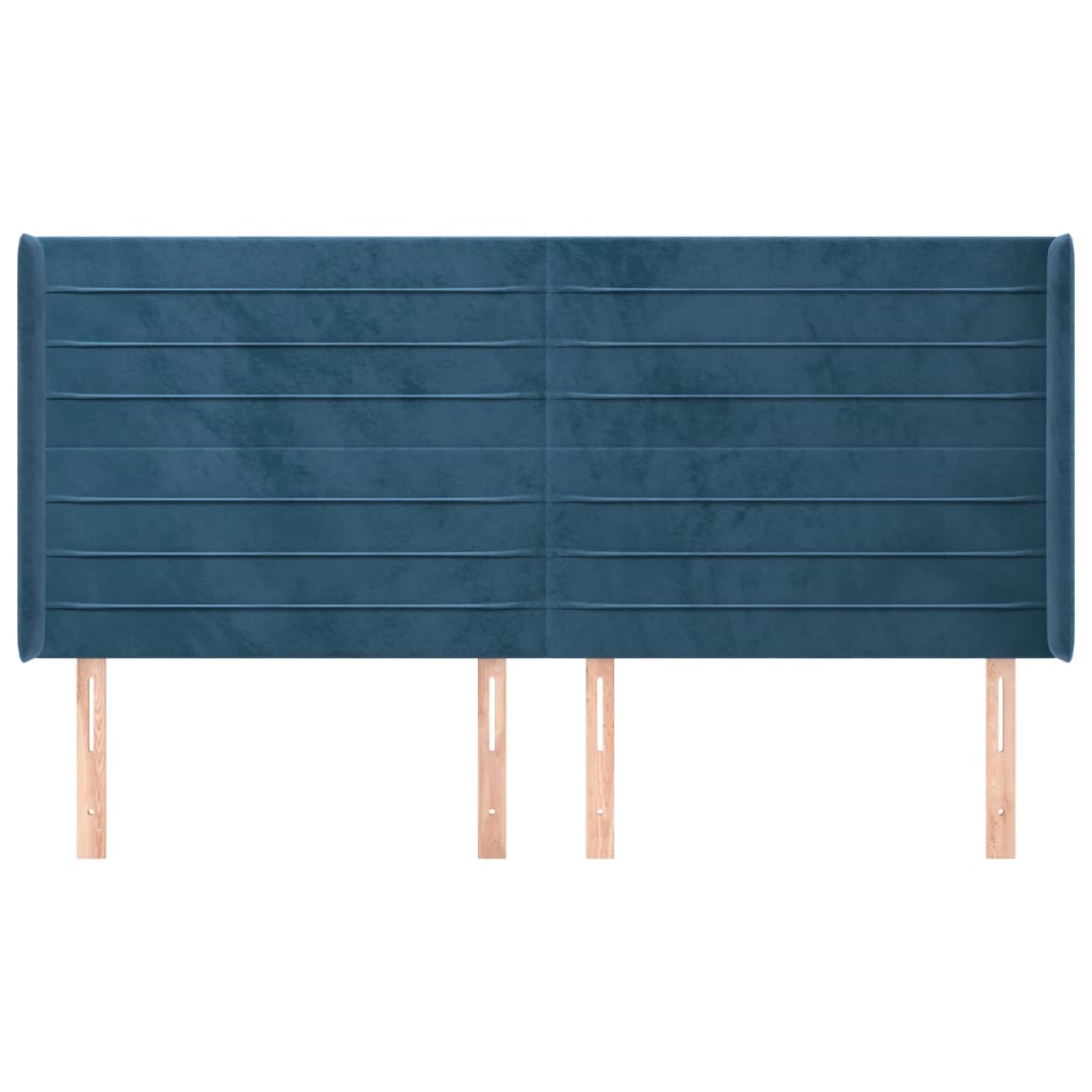 Tête de lit avec oreilles Bleu foncé 163x16x118/128 cm Velours - XIOS