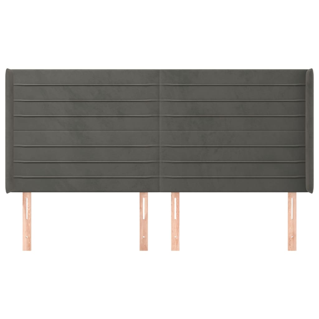 Tête de lit avec oreilles Gris foncé 183x16x118/128 cm Velours - XIOS