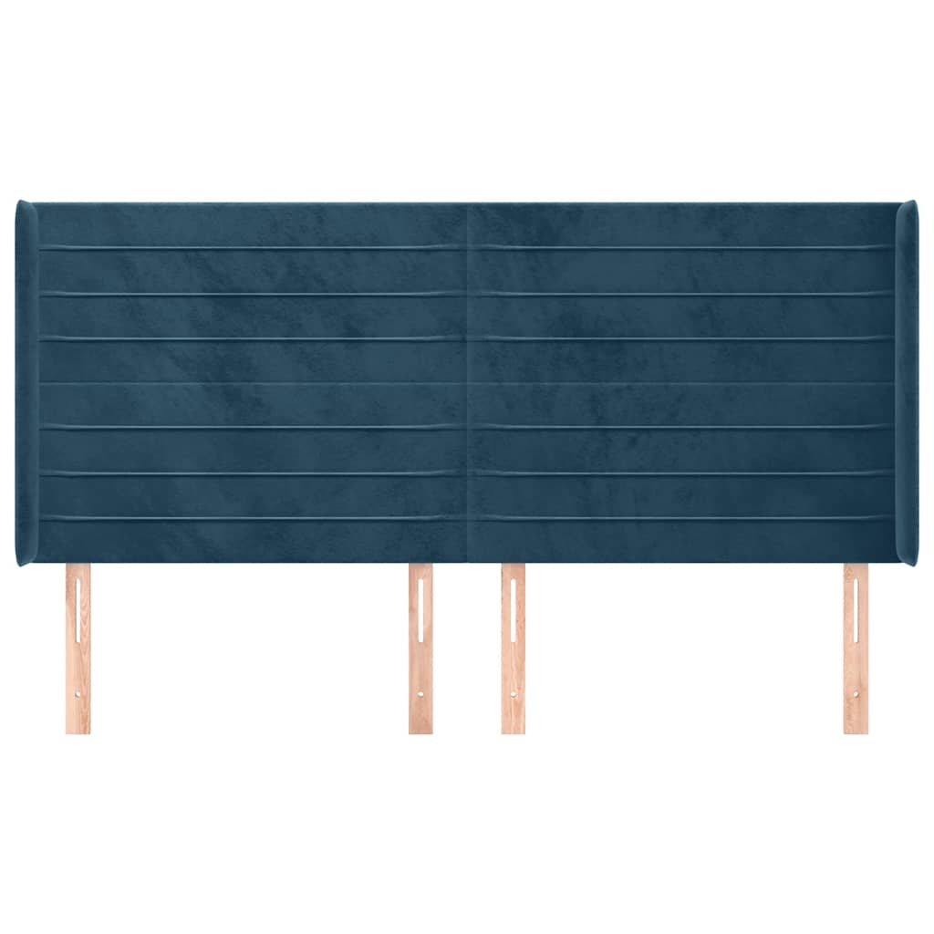 Tête de lit avec oreilles Bleu foncé 183x16x118/128 cm Velours - XIOS