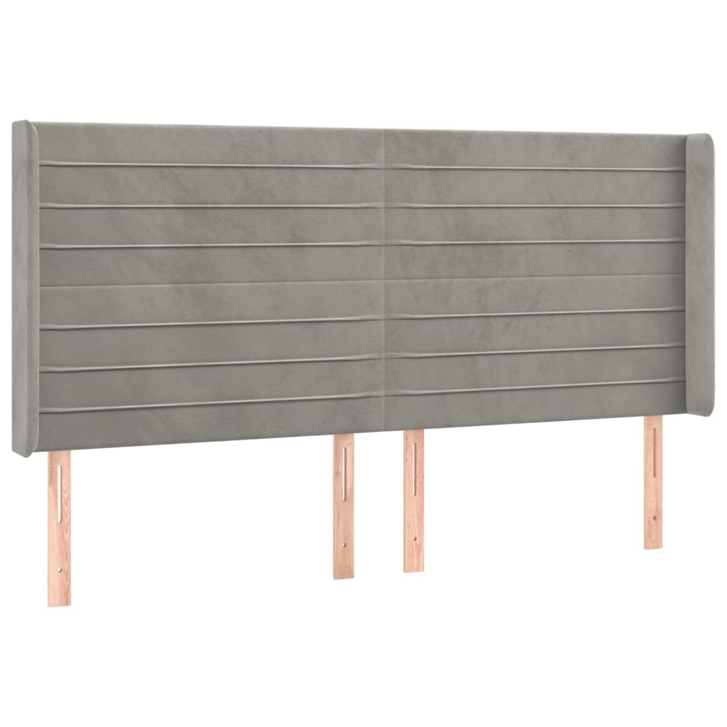 Tête de lit avec oreilles Gris clair 203x16x118/128 cm Velours - XIOS