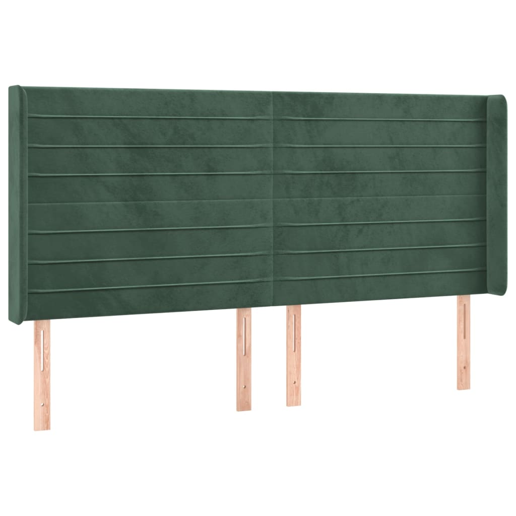 Tête de lit avec oreilles Vert foncé 203x16x118/128 cm Velours - XIOS
