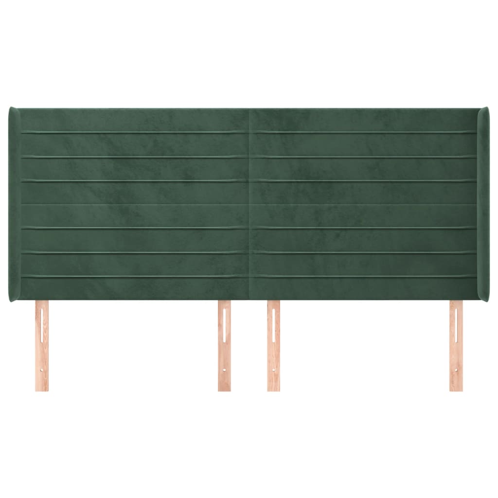 Tête de lit avec oreilles Vert foncé 203x16x118/128 cm Velours - XIOS