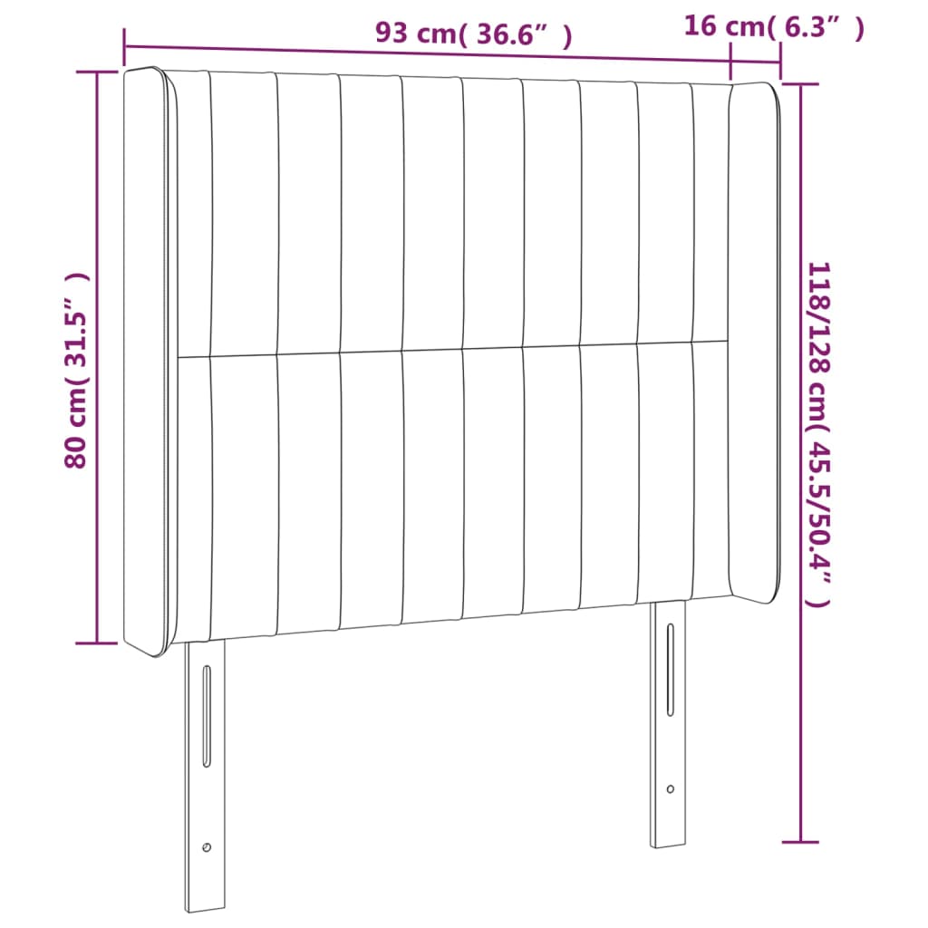 Tête de lit avec oreilles Gris clair 93x16x118/128 cm Tissu - XIOS