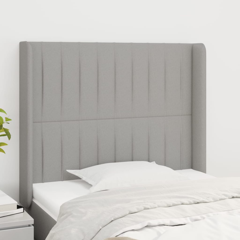 Tête de lit avec oreilles Gris clair 93x16x118/128 cm Tissu - XIOS