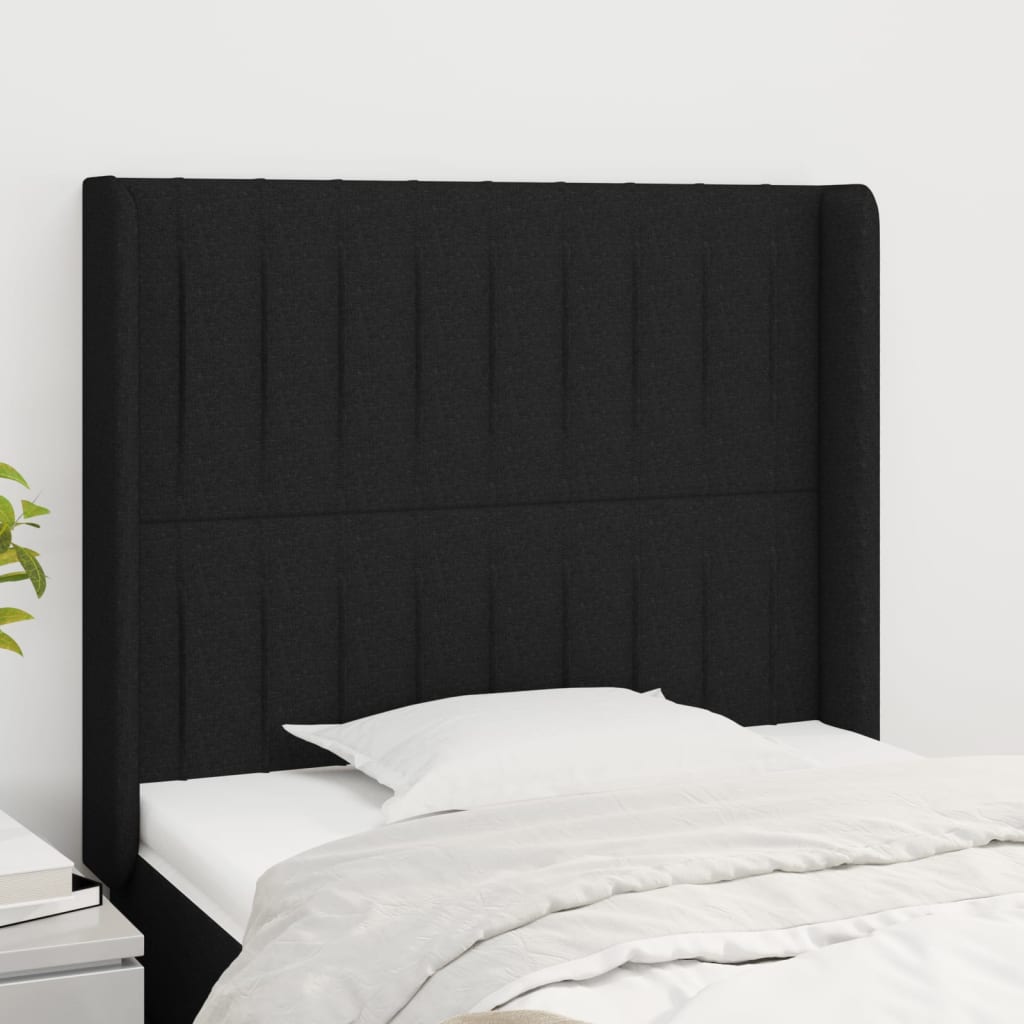 Tête de lit avec oreilles Noir 103x16x118/128 cm Tissu - XIOS