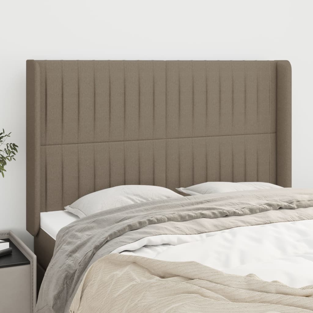 Tête de lit avec oreilles Taupe 147x16x118/128 cm Tissu Têtes et pieds de lit vidaXL