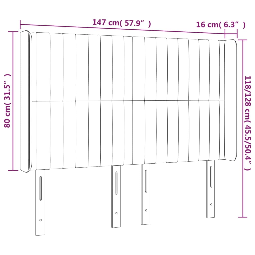 Tête de lit avec oreilles Crème 147x16x118/128 cm Tissu - XIOS