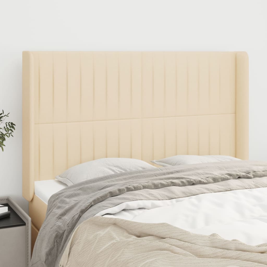 Tête de lit avec oreilles Crème 147x16x118/128 cm Tissu - XIOS
