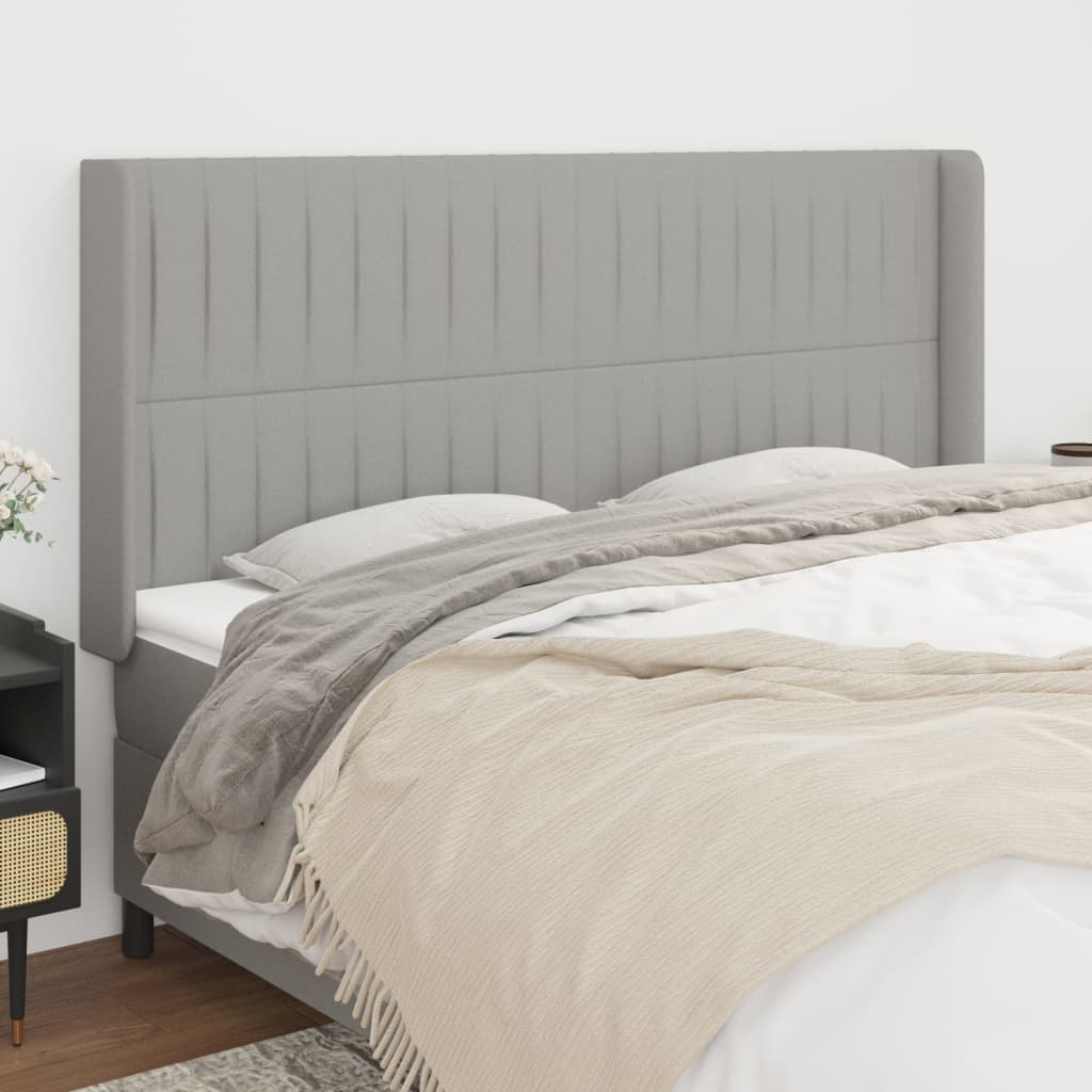 Tête de lit avec oreilles Gris clair 163x16x118/128 cm Tissu - XIOS