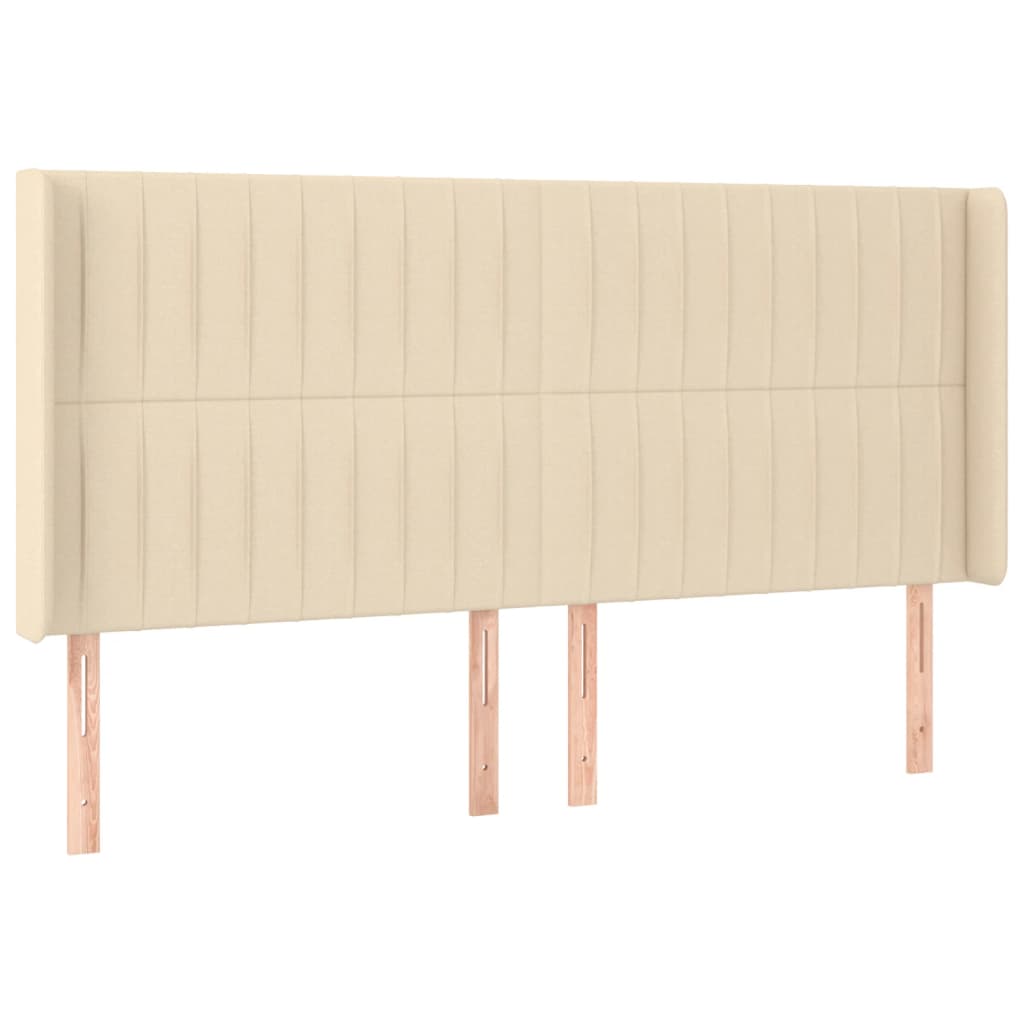 Tête de lit avec oreilles Crème 163x16x118/128 cm Tissu Têtes et pieds de lit vidaXL
