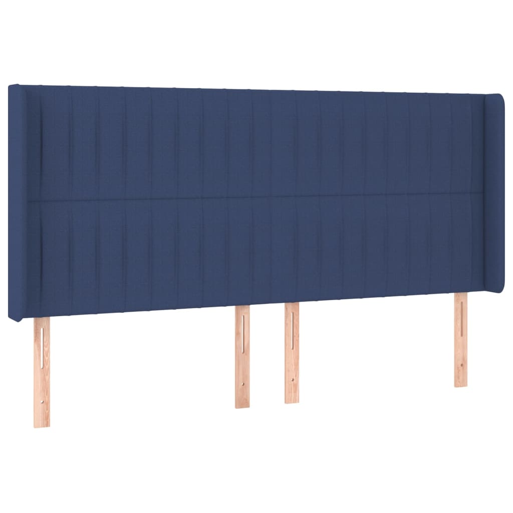 Tête de lit avec oreilles Bleu 203x16x118/128 cm Tissu Têtes et pieds de lit vidaXL   