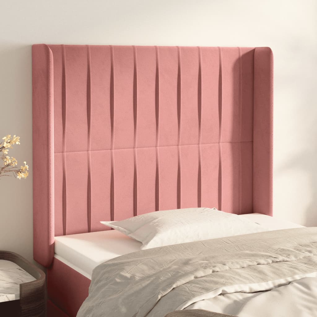 Tête de lit avec oreilles Rose 93x16x118/128 cm Velours - XIOS