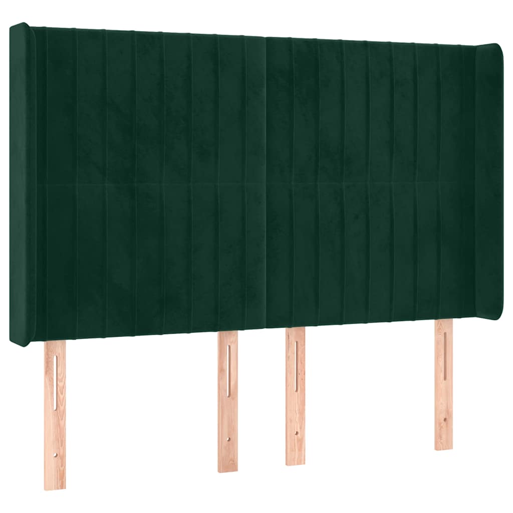 Tête de lit avec oreilles Vert foncé 147x16x118/128 cm Velours - XIOS