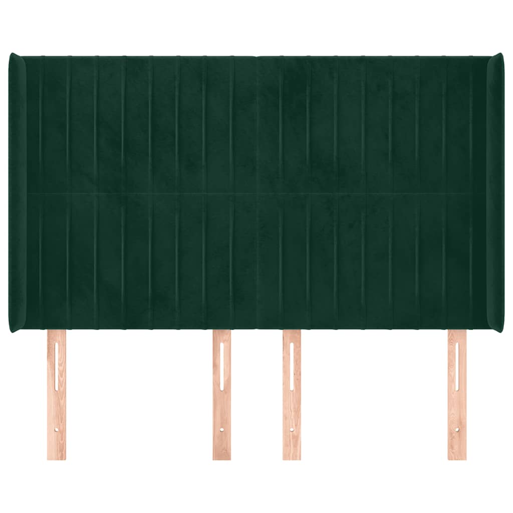 Tête de lit avec oreilles Vert foncé 147x16x118/128 cm Velours - XIOS
