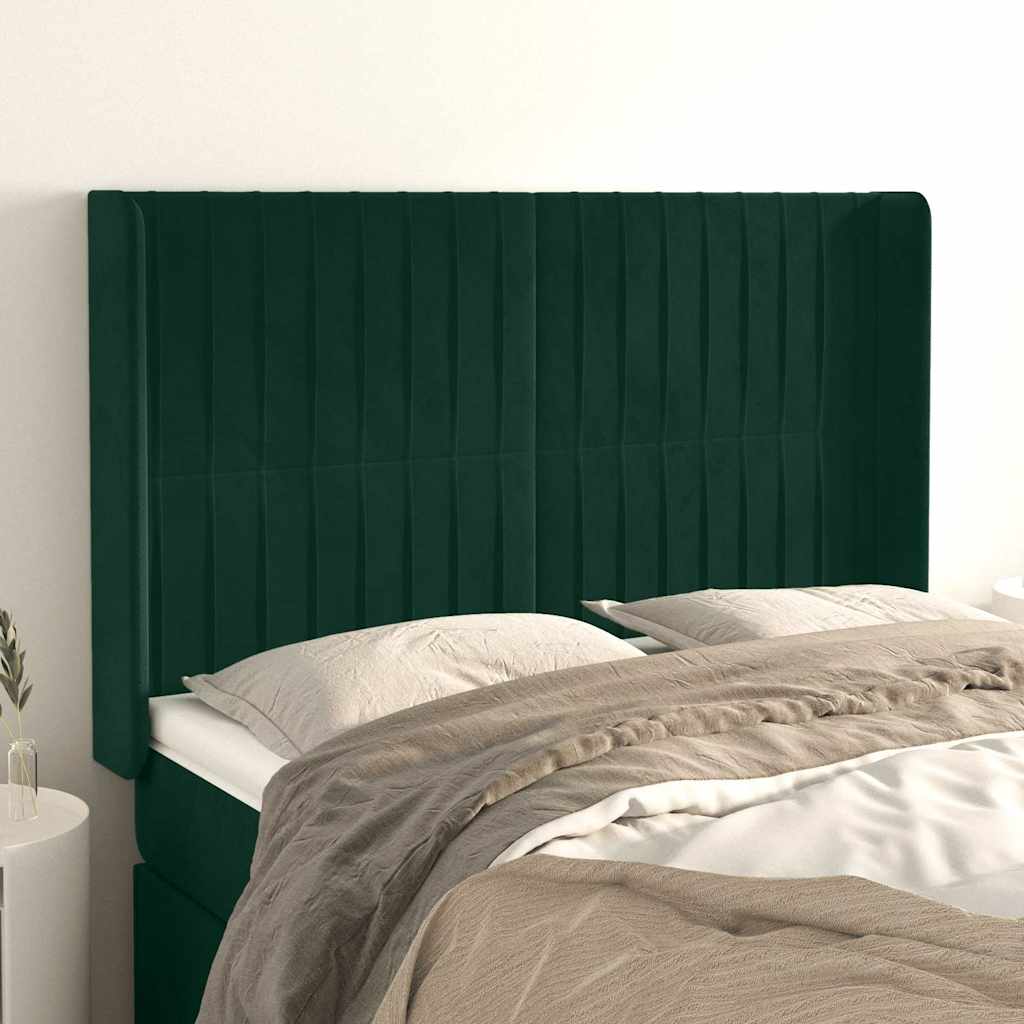 Tête de lit avec oreilles Vert foncé 147x16x118/128 cm Velours - XIOS