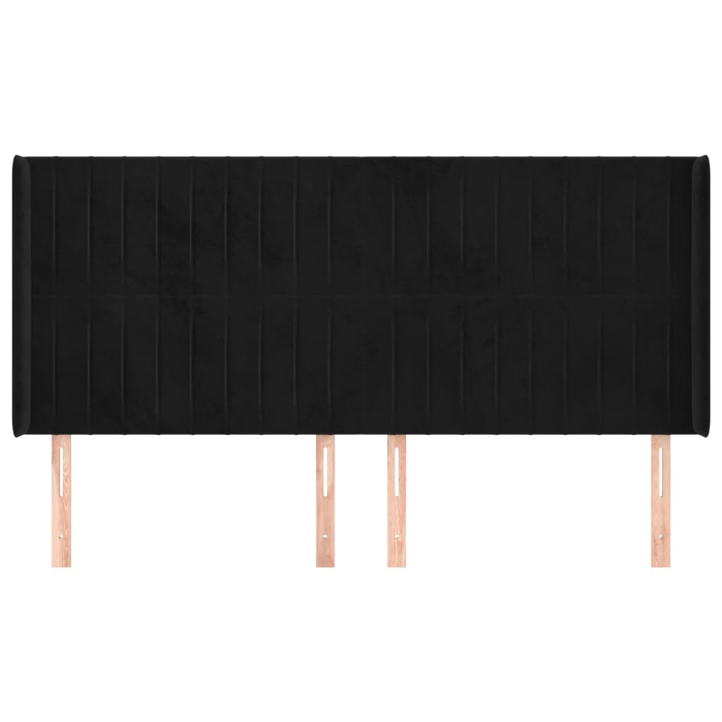Tête de lit avec oreilles Noir 183x16x118/128 cm Velours - XIOS