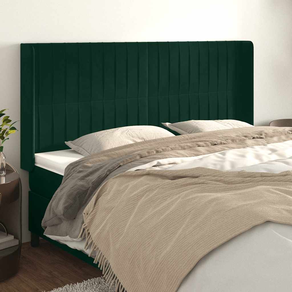 Tête de lit avec oreilles Vert foncé 183x16x118/128 cm Velours - XIOS