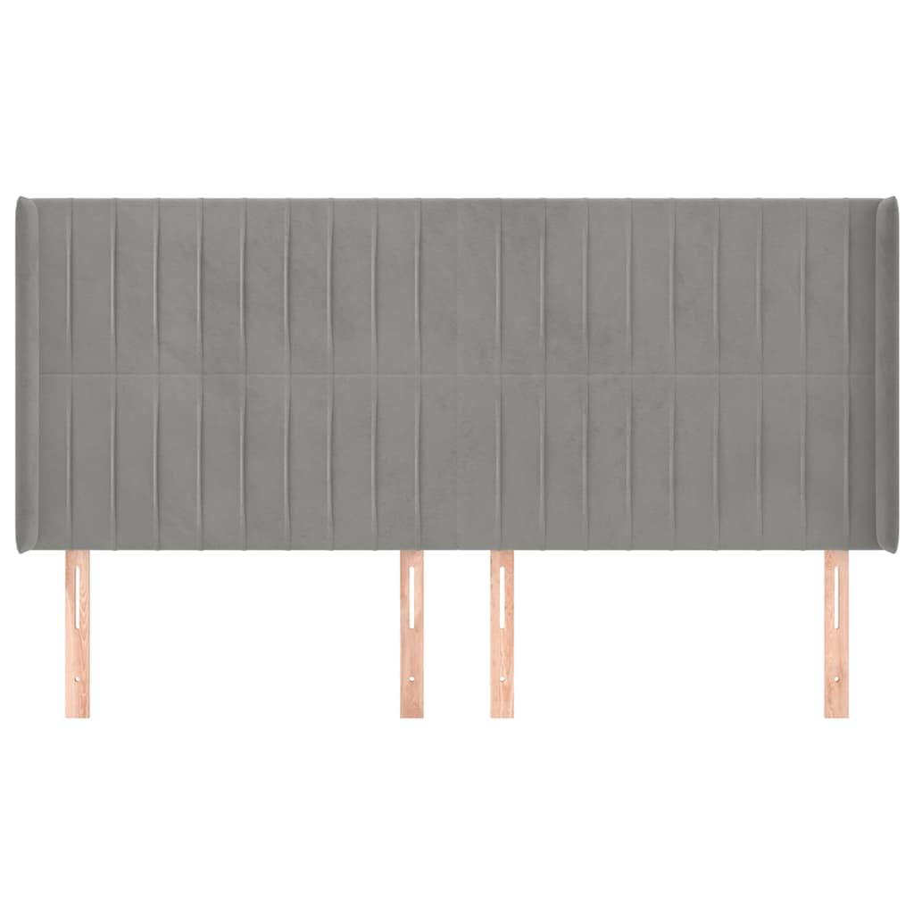 Tête de lit avec oreilles Gris clair 203x16x118/128 cm Velours - XIOS