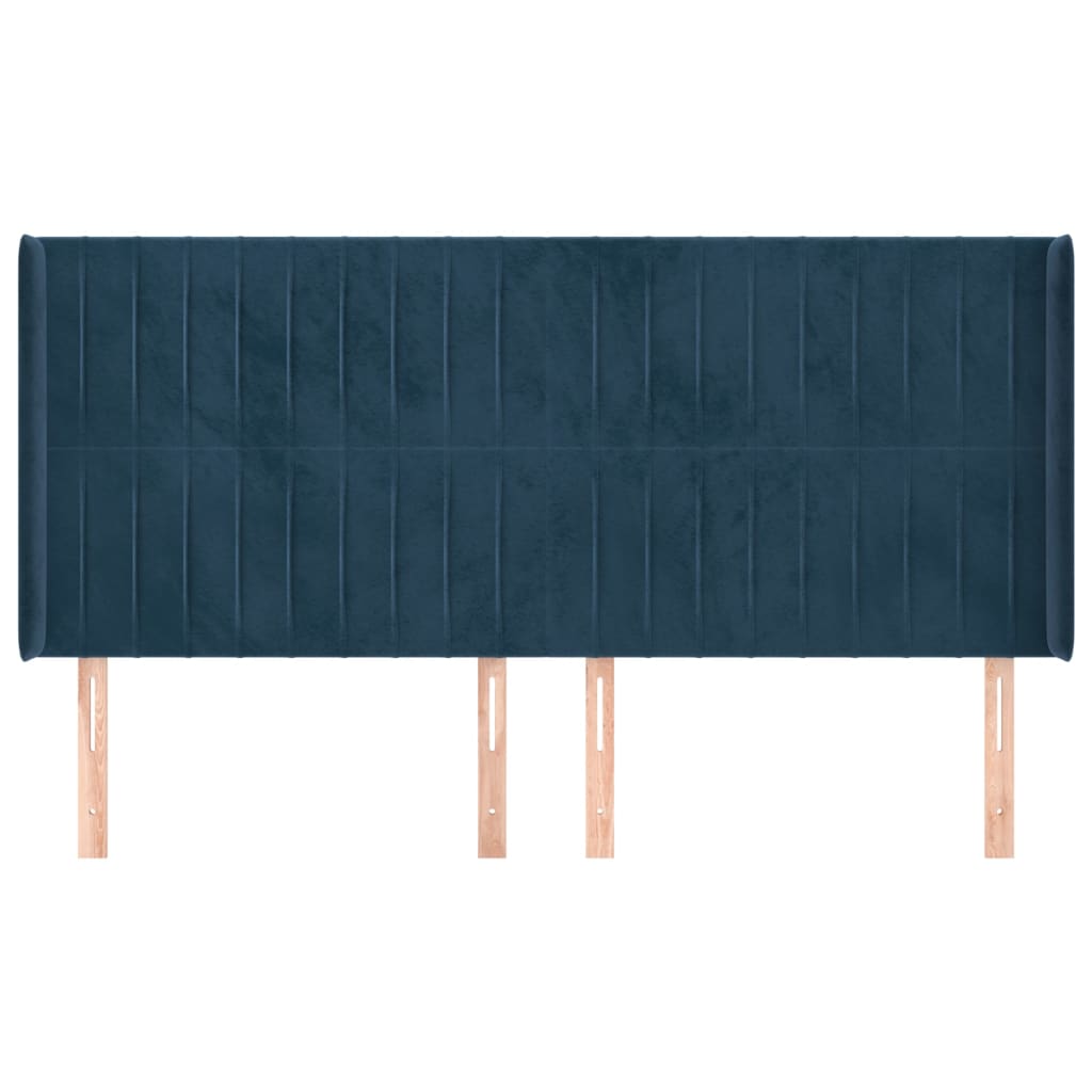 Tête de lit avec oreilles Bleu foncé 203x16x118/128 cm Velours - XIOS