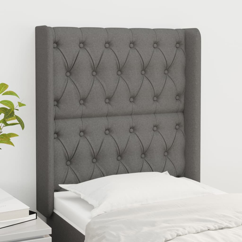 Tête de lit avec oreilles Gris foncé 83x16x118/128 cm Tissu - XIOS