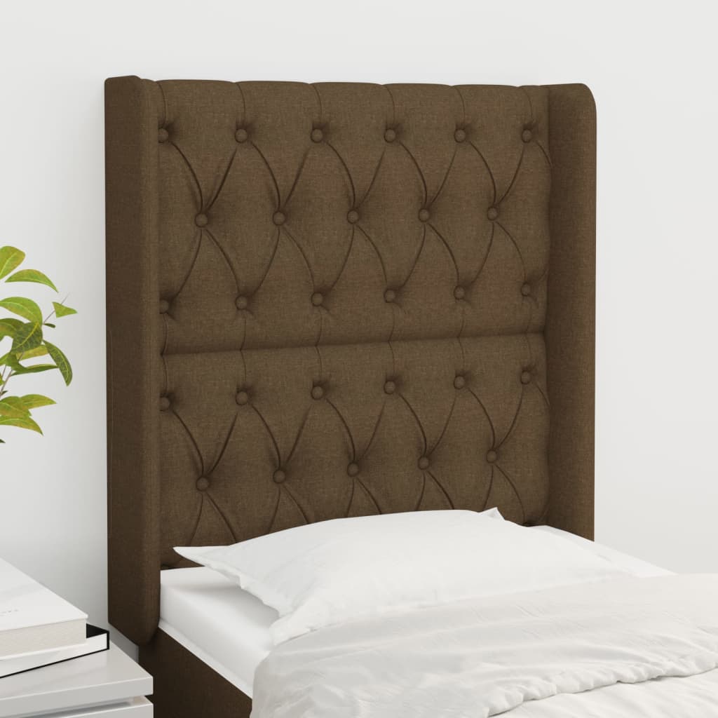 Tête de lit avec oreilles Marron foncé 83x16x118/128 cm Tissu - XIOS