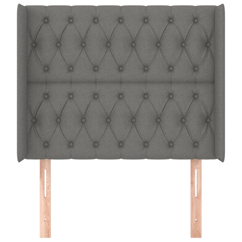 Tête de lit avec oreilles Gris foncé 93x16x118/128 cm Tissu - XIOS