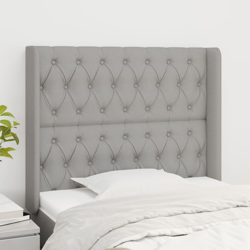 Tête de lit avec oreilles Gris clair 103x16x118/128 cm Tissu - XIOS
