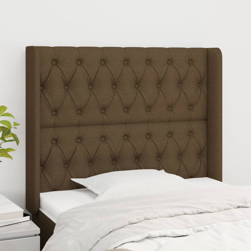 Tête de lit avec oreilles Marron foncé 103x16x118/128 cm Tissu - XIOS