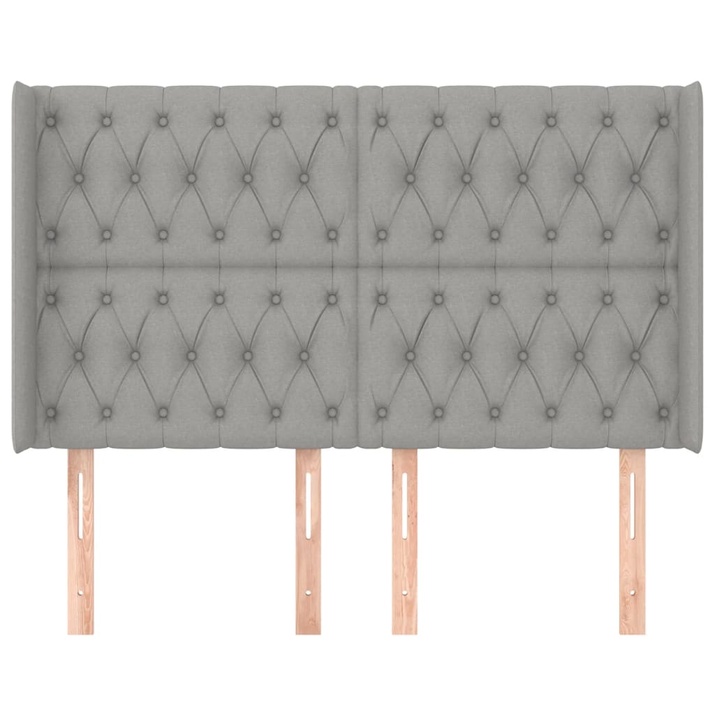 Tête de lit avec oreilles Gris clair 147x16x118/128 cm Tissu - XIOS