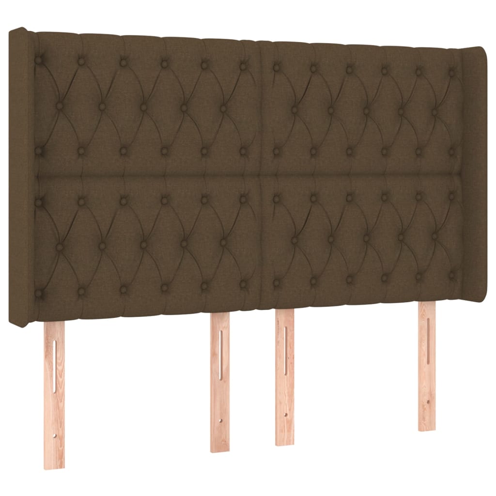 Tête de lit avec oreilles Marron foncé 147x16x118/128 cm Tissu - XIOS