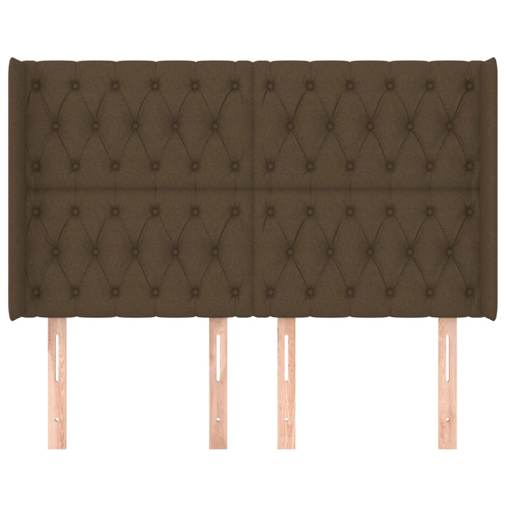 Tête de lit avec oreilles Marron foncé 147x16x118/128 cm Tissu - XIOS