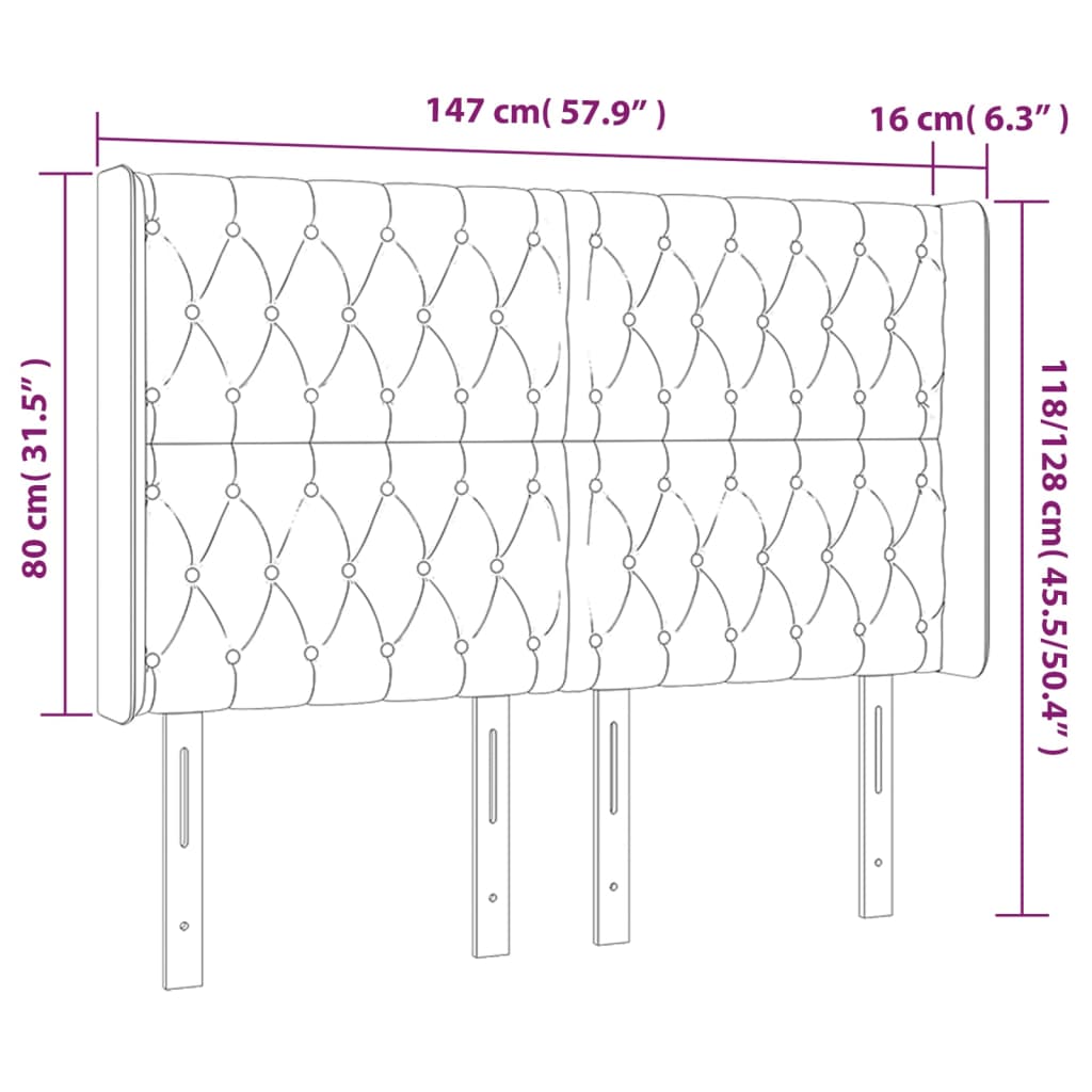 Tête de lit avec oreilles Marron foncé 147x16x118/128 cm Tissu - XIOS