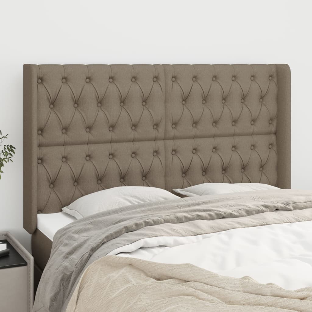 Tête de lit avec oreilles Taupe 147x16x118/128 cm Tissu - XIOS