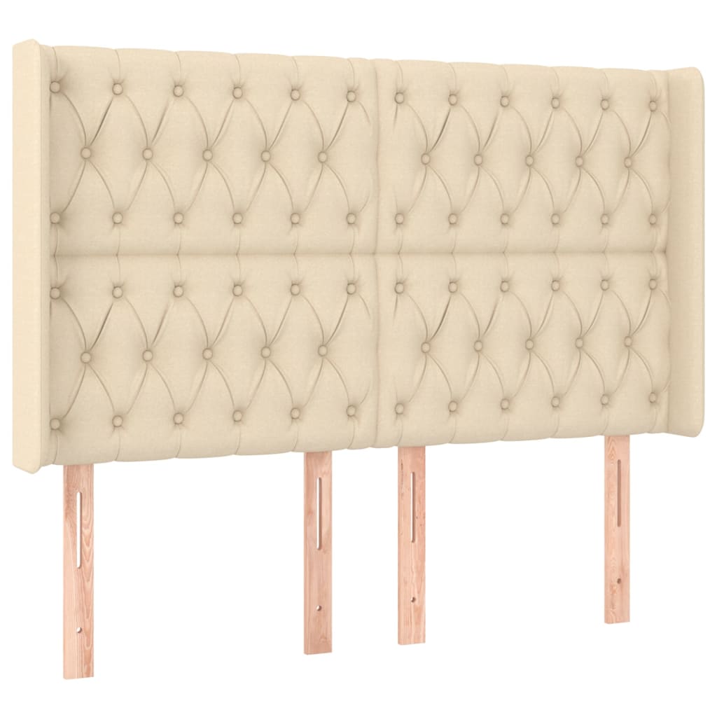 Tête de lit avec oreilles Crème 163x16x118/128 cm Tissu - XIOS