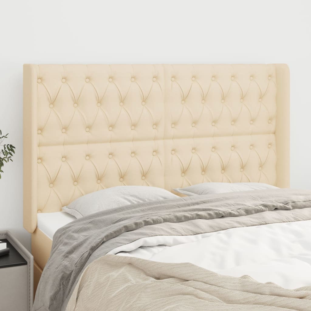 Tête de lit avec oreilles Crème 163x16x118/128 cm Tissu - XIOS