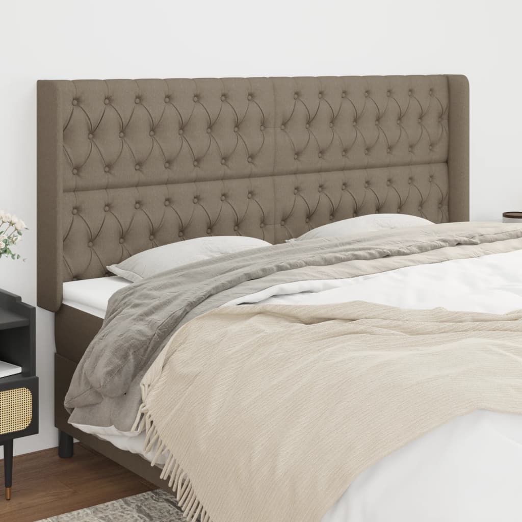 Tête de lit avec oreilles Taupe 183x16x118/128 cm Tissu - XIOS