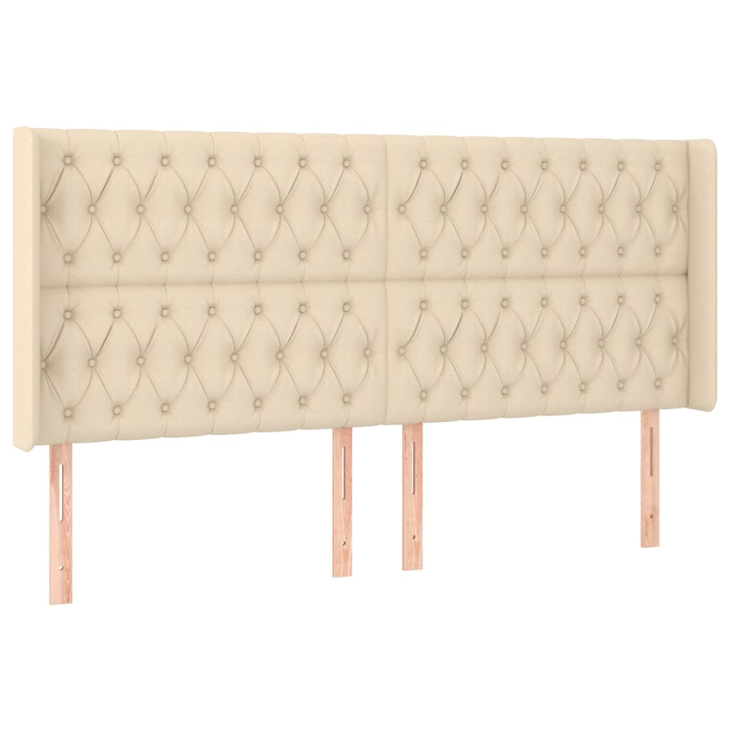 Tête de lit avec oreilles Crème 183x16x118/128 cm Tissu - XIOS