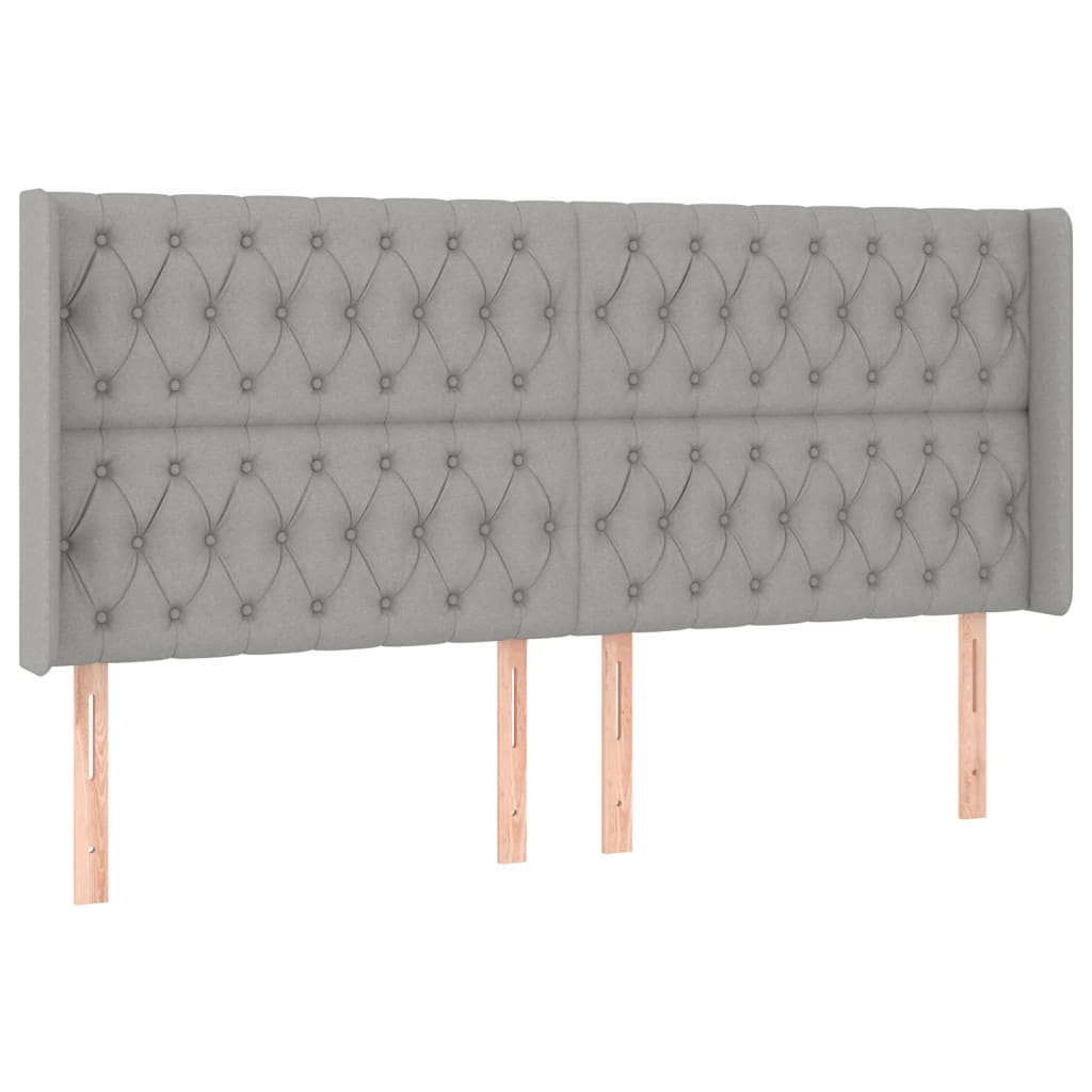 Tête de lit avec oreilles Gris clair 203x16x118/128 cm Tissu - XIOS